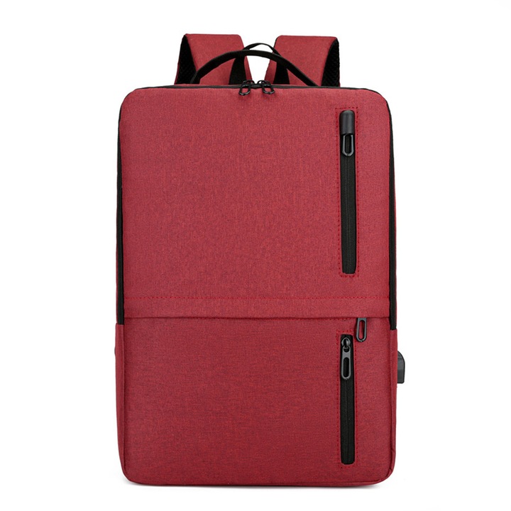 AMRINUGL laptop hátizsák, 15,6 hüvelykes, vízálló, USB porttal, piros