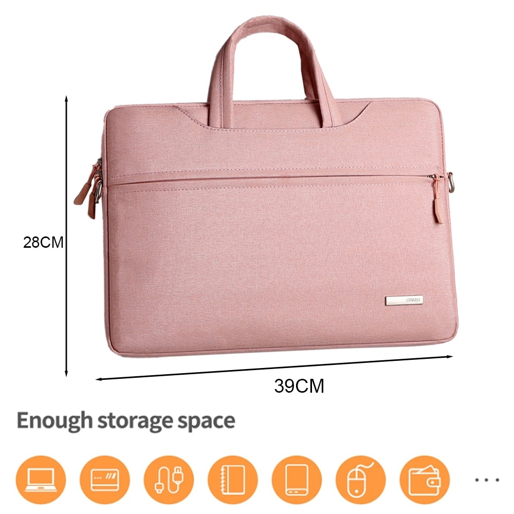 Geanta laptop AMRINUGL, capacitate mare, rezistenta la apa, roz, 14 inch
