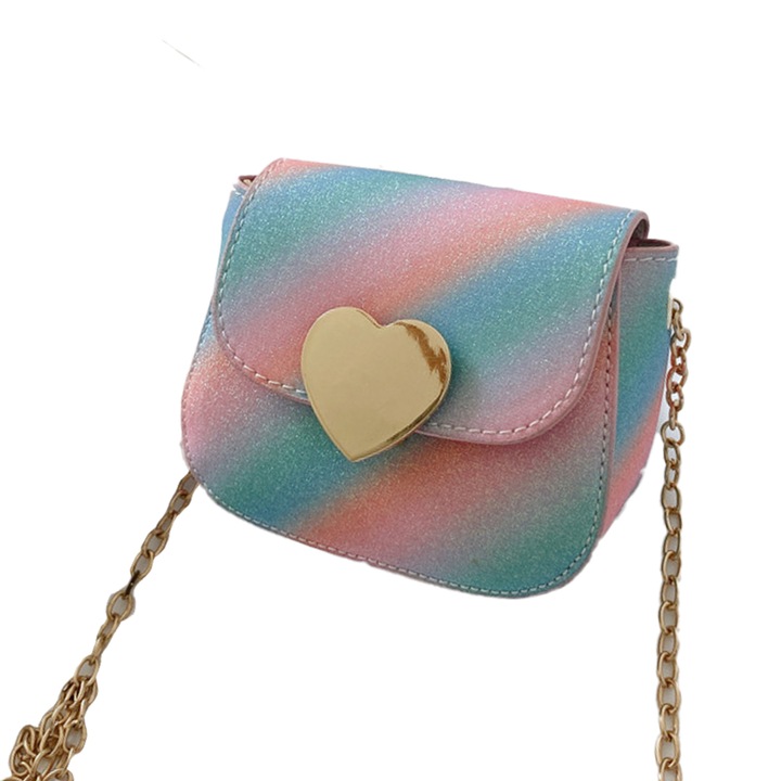 Kislány crossbody táska, szív mintás, többszínű, 3-8 éveseknek