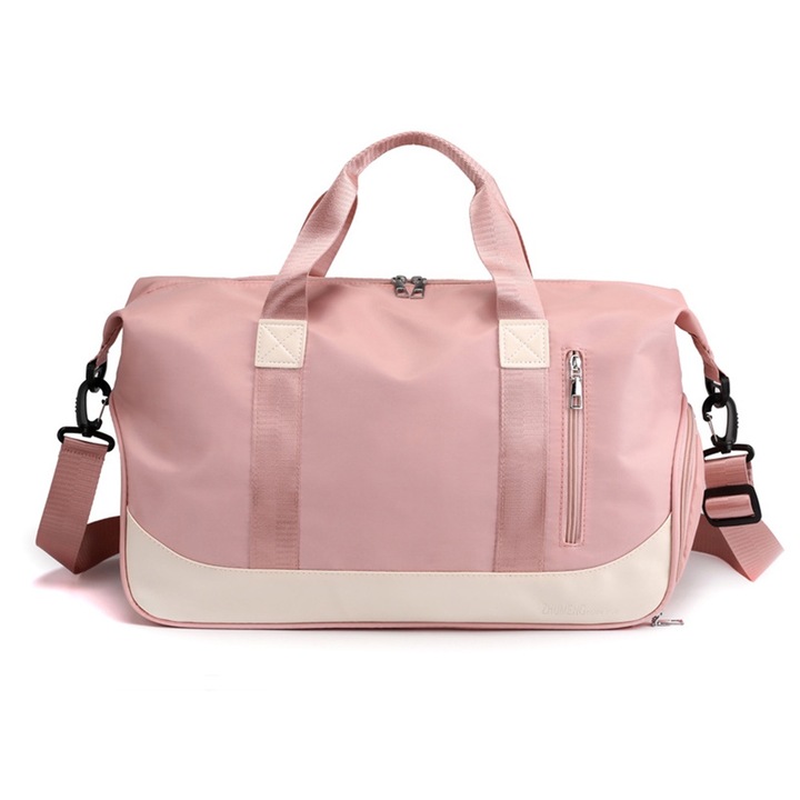 Geanta sport femei, Cozevdnt, poliester, roz/bej, 25l