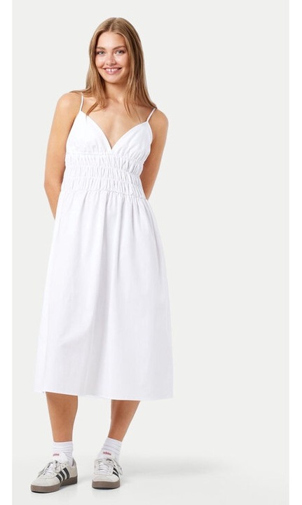 Női ruha, zajos május, fehér, pamut