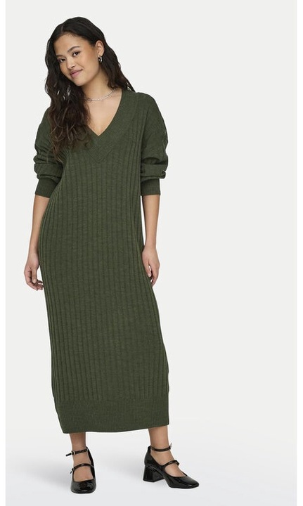 Дамска рокля, само, зелена, акрил