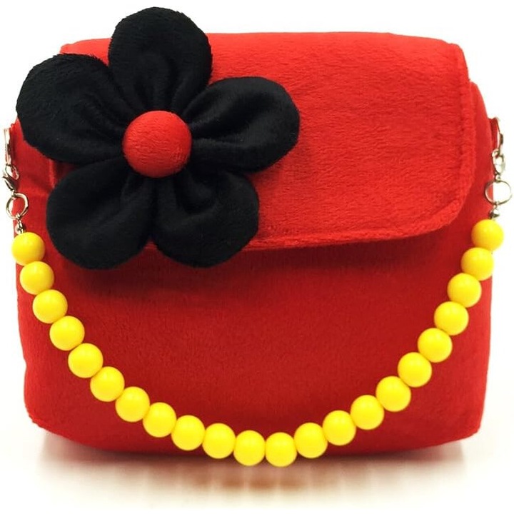 Táska lányoknak, Jormftte, plüss, piros, mérete 5.5x5.1x1 inch, levehető pánttal