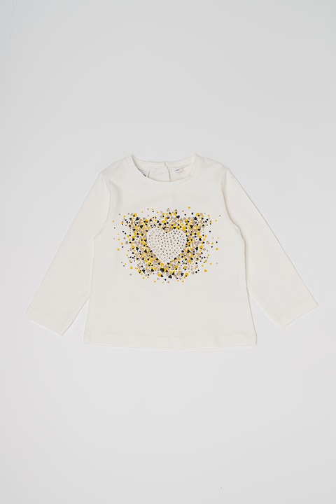 Sarabanda, Блуза с декоративни камъни, Бял/Черен/Жълт, 116 CM