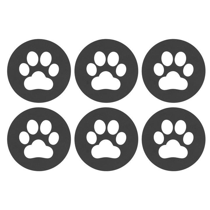 6 db fém poháralátét készlet, Jormftte, állat alakú, hőszigetelt, asztalra, fekete