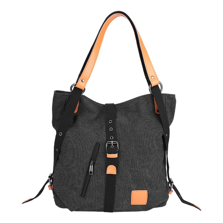 Vászon válltáska, longziming, nagy kapacitású, fekete