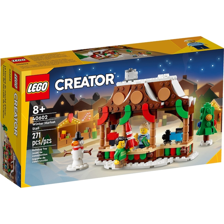 Set de construcție LEGO, Toneta pentru piata iarna, 271 de piese, multicolor, 12x14x7cm