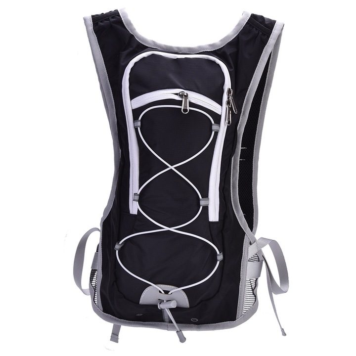 Unisex sport hátizsák, Jormftte, ultrakönnyű, vízálló, fényvisszaverő csíkkal, fekete