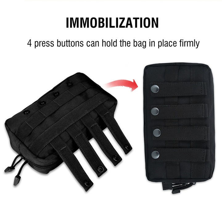 Jormftte vízálló 1000D nylon hasznos táska, tágas rekesz, fekete