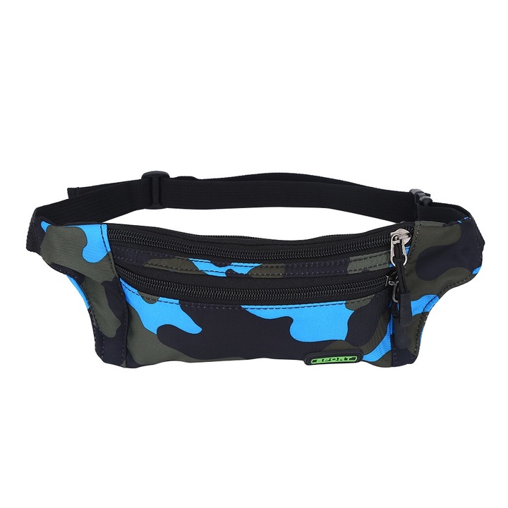 Jormftte sporttáska, vízálló nylon, állítható, nagy kapacitású, kék/fekete