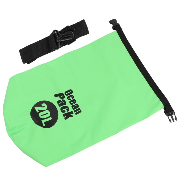 Vízálló utazóhátizsák, longziming, nagy űrtartalmú, 20 literes, zöld, kültéri tevékenységekhez