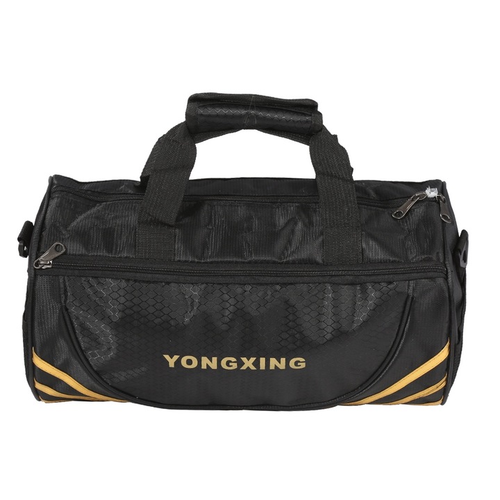 Jormftte sporttáska, duffle típusú, nagy kapacitású, állítható pánttal, arany színű, 30x45cm méretű