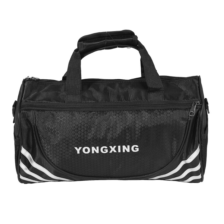 Jormftte sporttáska, duffle típusú, nagy kapacitású, állítható pánttal, ezüst, 30x45cm