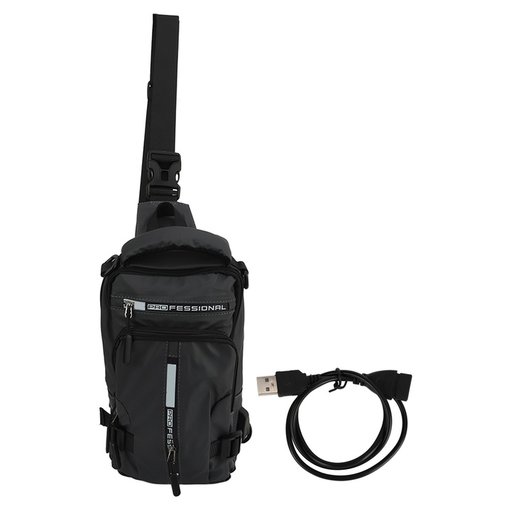 Férfi hátizsák Jormftte, vízálló, fekete, levehető pánttal, sokoldalú felhasználás