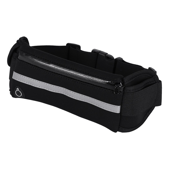 Unisex futó/kerékpáros deréktáska, vízálló, fekete