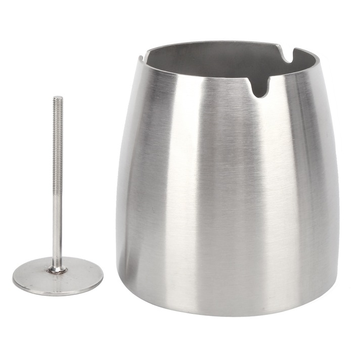 Scrumiera din otel inoxidabil, Enforose, design modern, rezistent la vant, culoare aurie, 7.6x10.3cm, set cu suport.