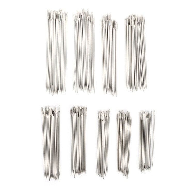 Set 216 Ace de Cusut Enforose, Otel Inoxidabil, Diverse Dimensiuni, Culoare Argintie