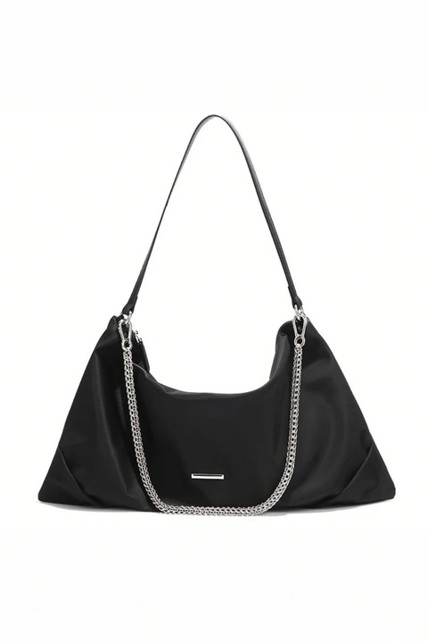 Geanta tote spatioasa, impermeabila, negru, panza, fermoar, pentru femei