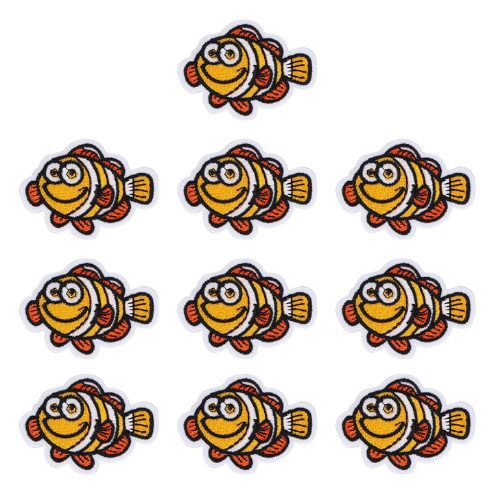 Set 10 Petice Termocleiabile, Mmgoqqt, Animale Marine, Peste Mic Galben