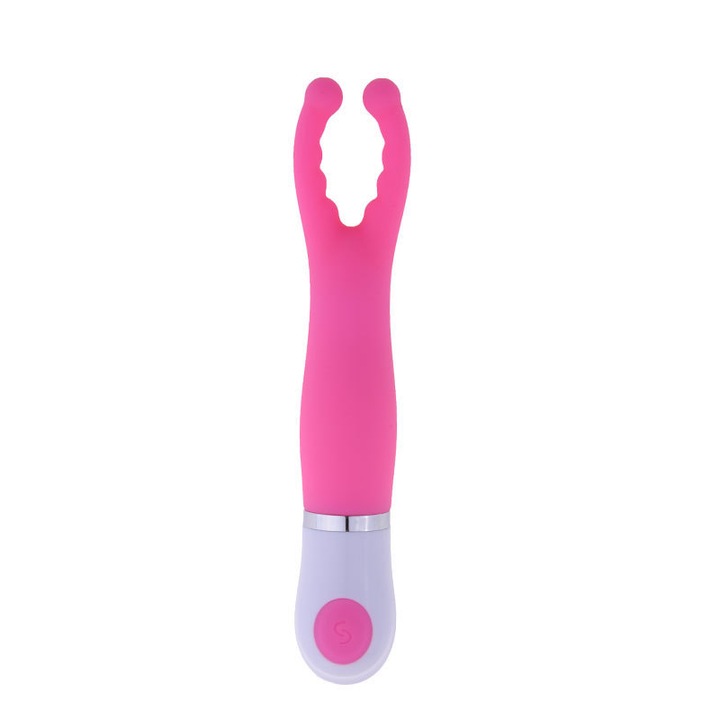 Vibrator Healife, 7 functii, silicon, roz/alb, 15cm
