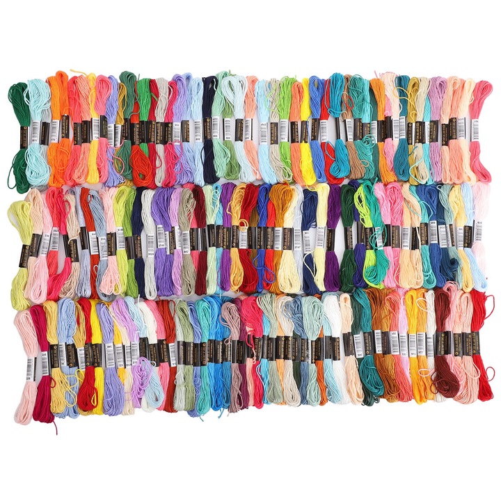 Set 150 fire de broderie multicolore, Jormftte, pentru broderie incrucisata, 100% bumbac