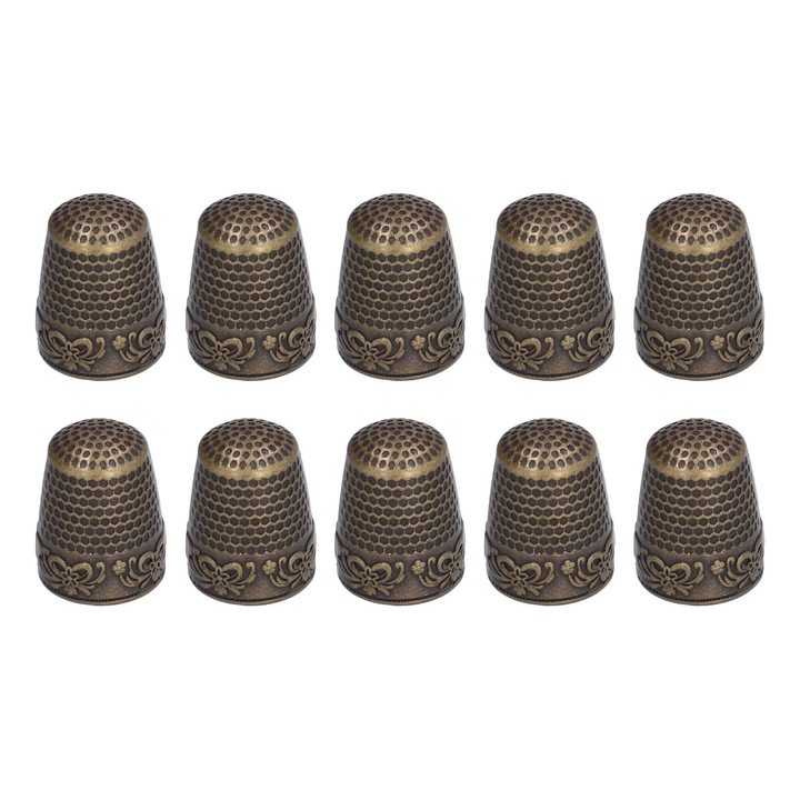 Set 10 thimble metal pentru cusut, Enforose, protectie deget, utilizare confortabila