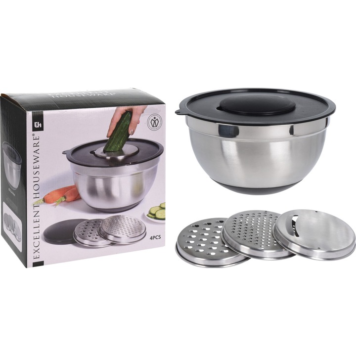 Комплект купа за смесване Excellent Houseware, С 3 рендета, Неръждаема стомана
