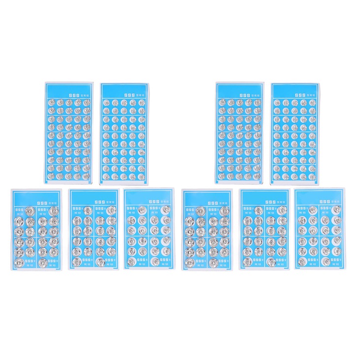 Butoni de cusut, Enforose, set de 10 bucati, otel inoxidabil, argintiu, diverse specificatii