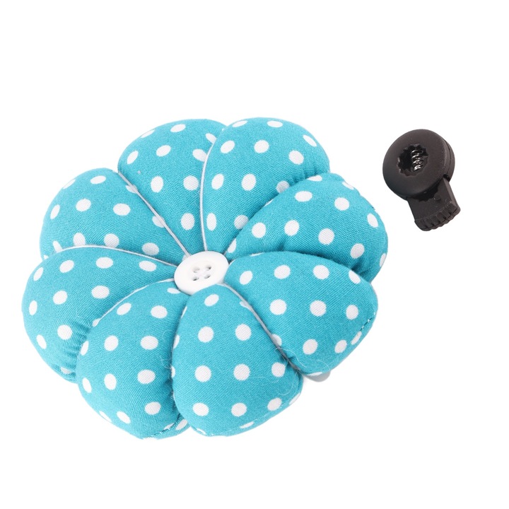 Perna pentru ace cu forma de dovleac, Enforose, roz si albastru, 9x9x3.5cm, cu banda ajustabila