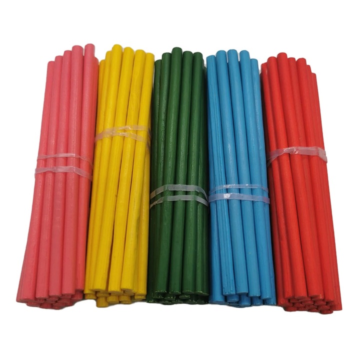 Set 100 betisoare scolare din lemn, colorate, 10cm, VisionXXI