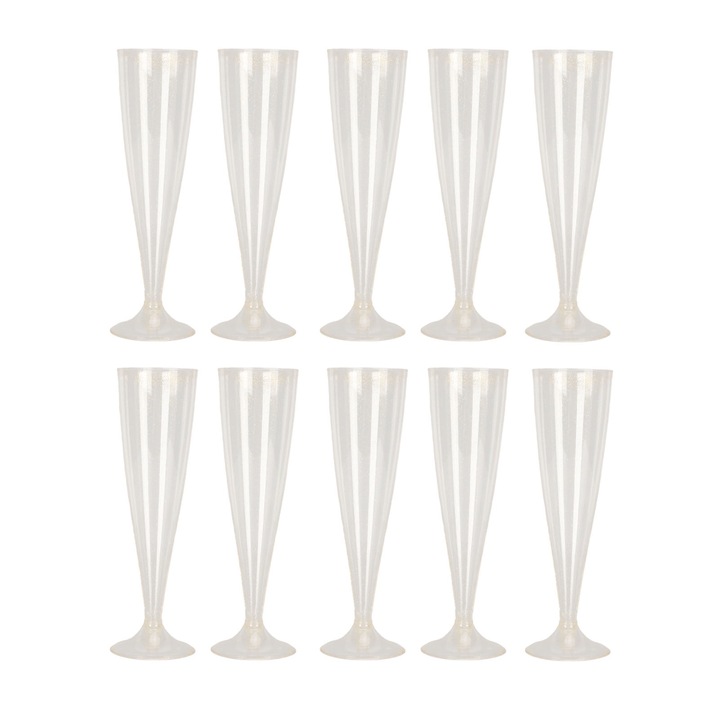 Készlet 10 műanyag pezsgőspohár 5oz, Jormftte, újrafelhasználható, partira, többszínű