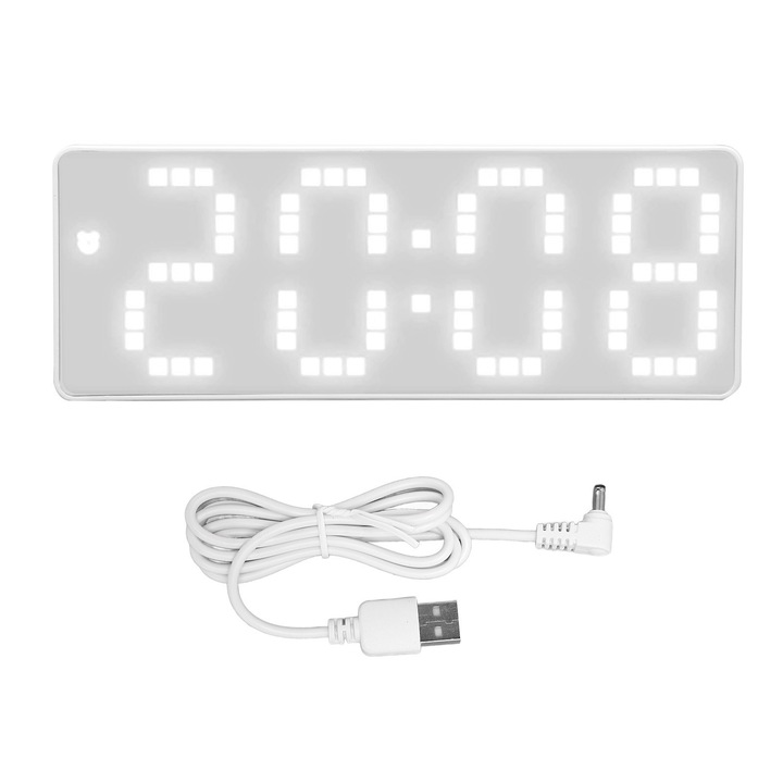 Jormftte ébresztőóra, LED kijelző tükörrel, állítható fényerő, multifunkcionális, hálószobába, 10x15x5cm