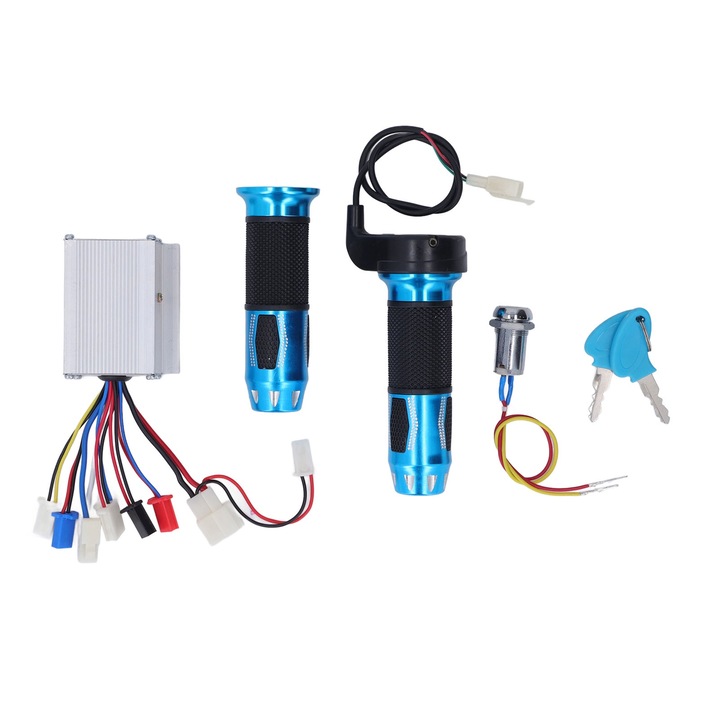 Комплект контролер за електрически велосипед, longziming, 12V 250W, лост за газта с гумена дръжка, 22 мм, електрическо заключване