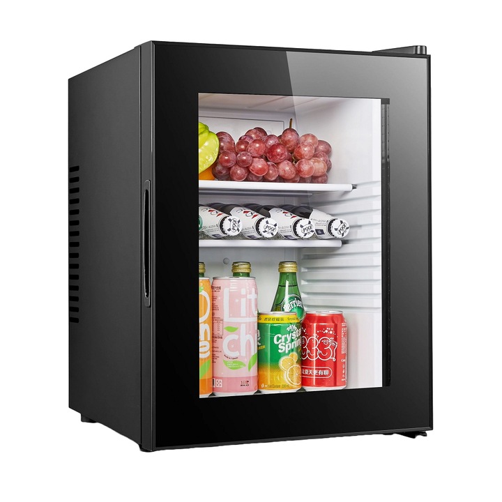 Vitrina frigorifica CombiSteel, H 54.5 cm, volum 33 litri, ideal pentru HoReCa, magazine, benzinarii, rezidential, temperatura reglabila 6-15°C, iluminare interioara LED, 2 rafturi ajustabile, silentios, dezghetare automata, negru