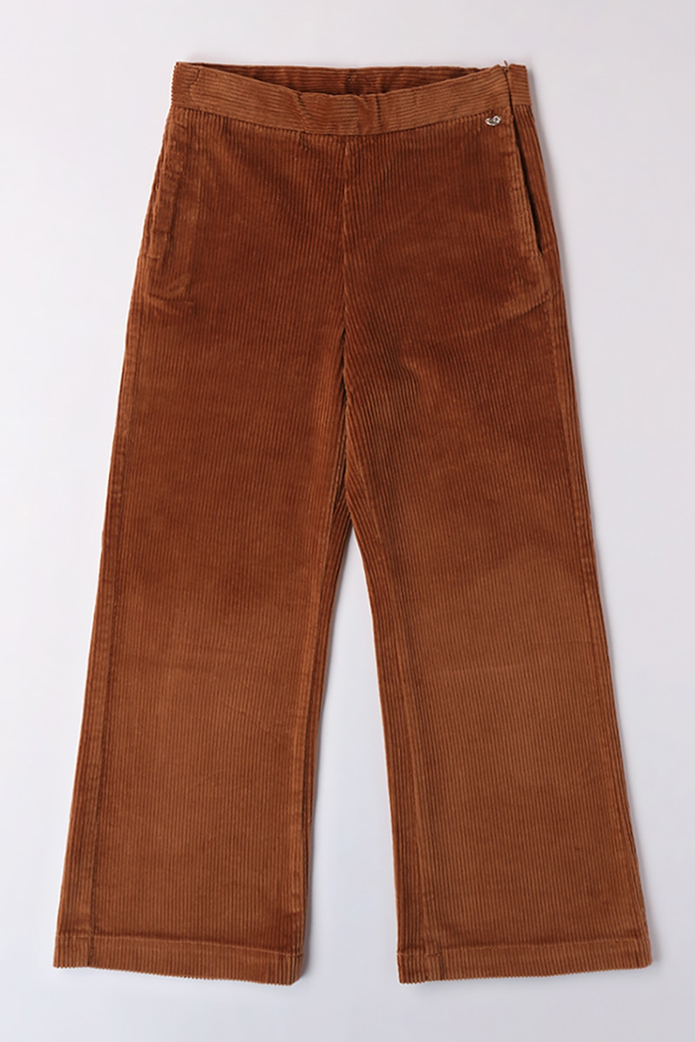 Sarabanda, Pantaloni din reiat cu croiala ampla, Maro scortisoara, 152 CM