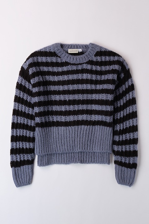 Sarabanda, Csíkos aszimmetrikus pulóver, Fekete/Púderkék