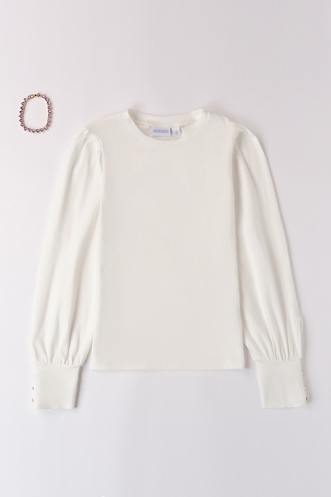 Sarabanda, Блуза с бухнали ръкави и гривна, Бял/Аметист, 152 CM