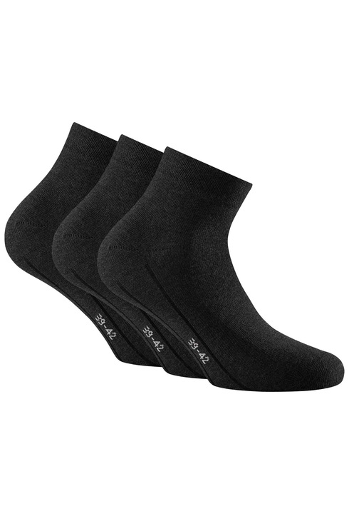 Rohner basic, Set de sosete unisex scurte - 3 perechi, Negru