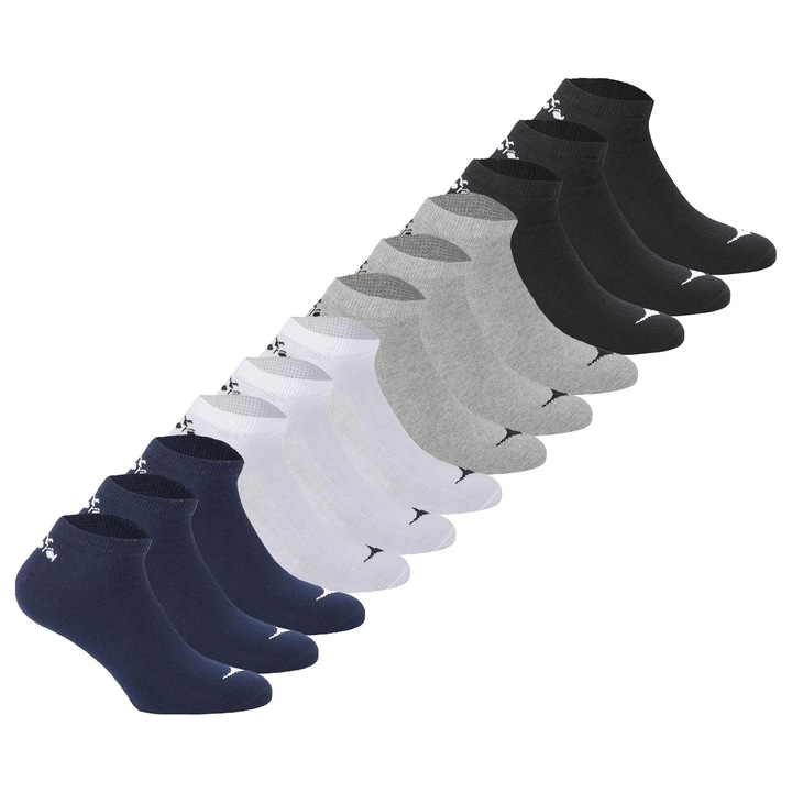 Diadora, Set de sosete pana la glezna - 12 perechi, Alb/Negru/Albastru inchis