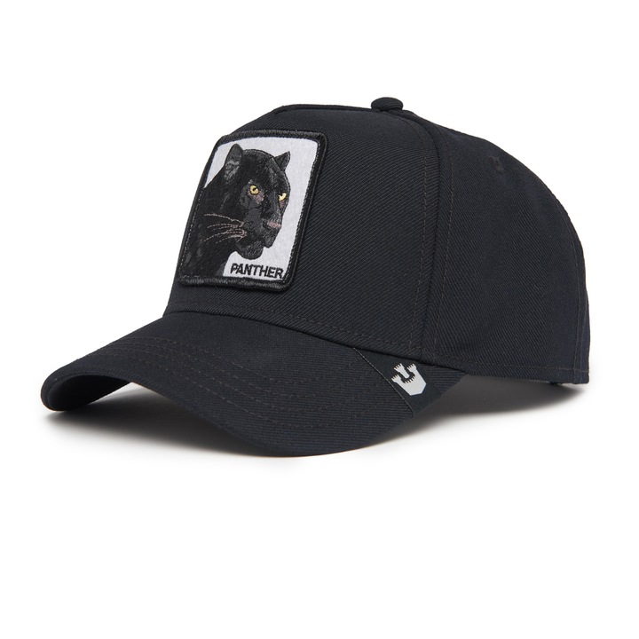 Goorin Bros., Sapca de lana cu capsa pe spate si model brodat, Negru stins