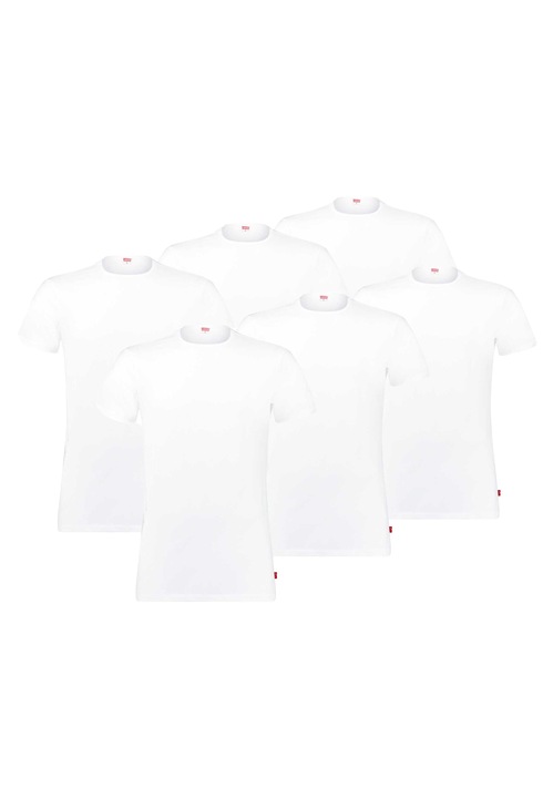 Levi's, Set de tricouri cu decolteu la baza gatului 167925 - 6 piese, Alb