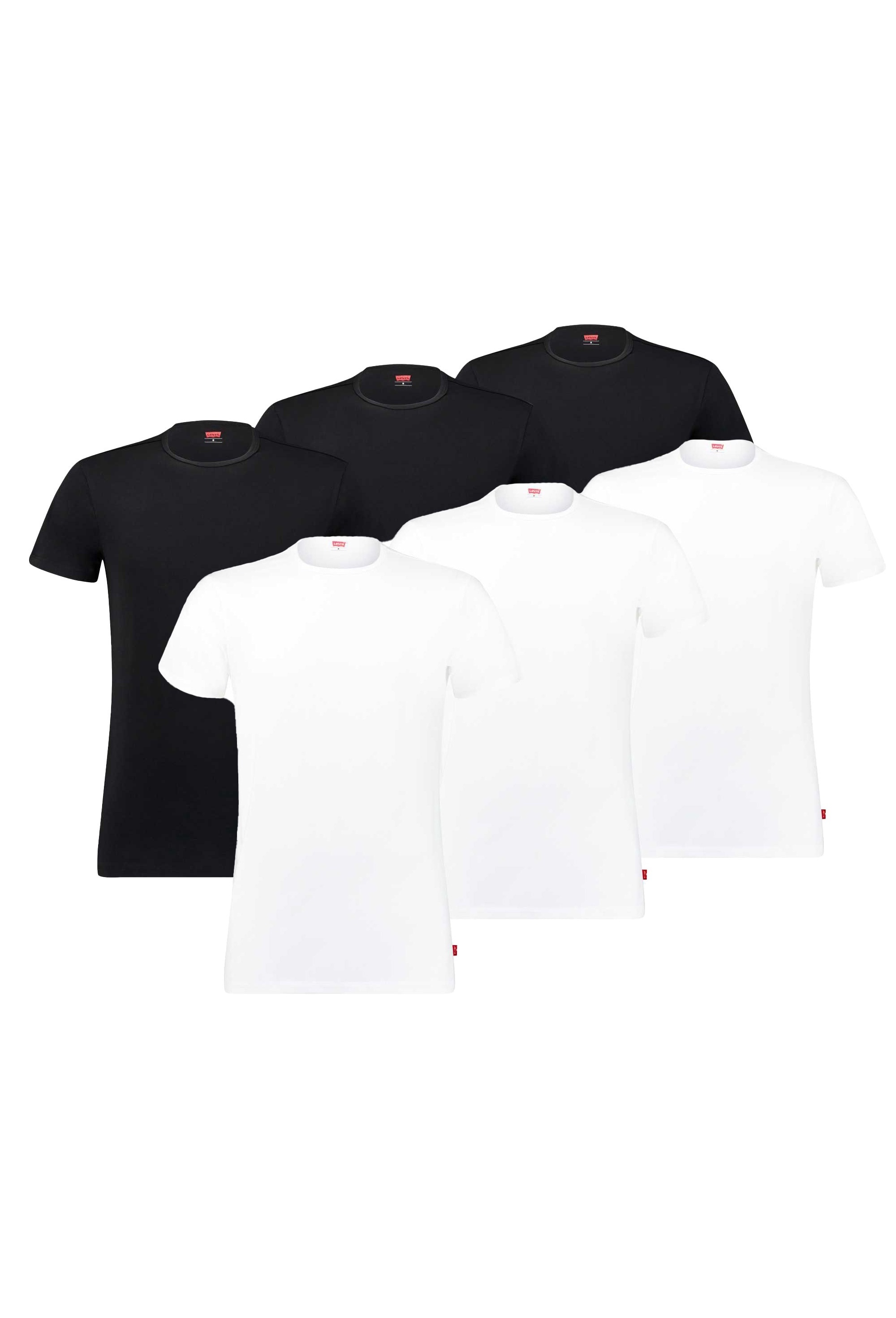 Levi's, Set de tricouri cu decolteu la baza gatului 167925 - 6 piese, Negru, Alb, XL