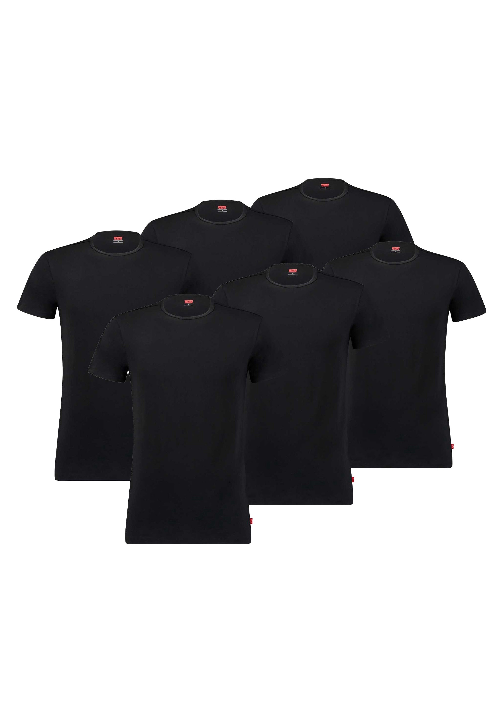 Levi's, Set de tricouri cu decolteu la baza gatului 167925 - 6 piese, Negru, S