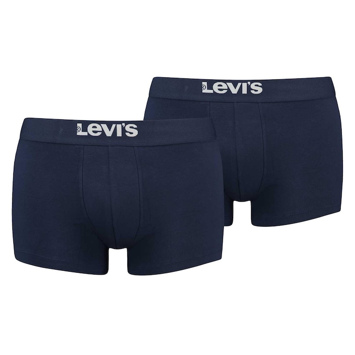 Levi's, Set de boxeri cu banda logo in talie - 2 perechi, Albastru