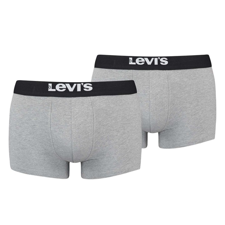 Levi's, Set de boxeri cu banda logo in talie - 2 perechi, Gri