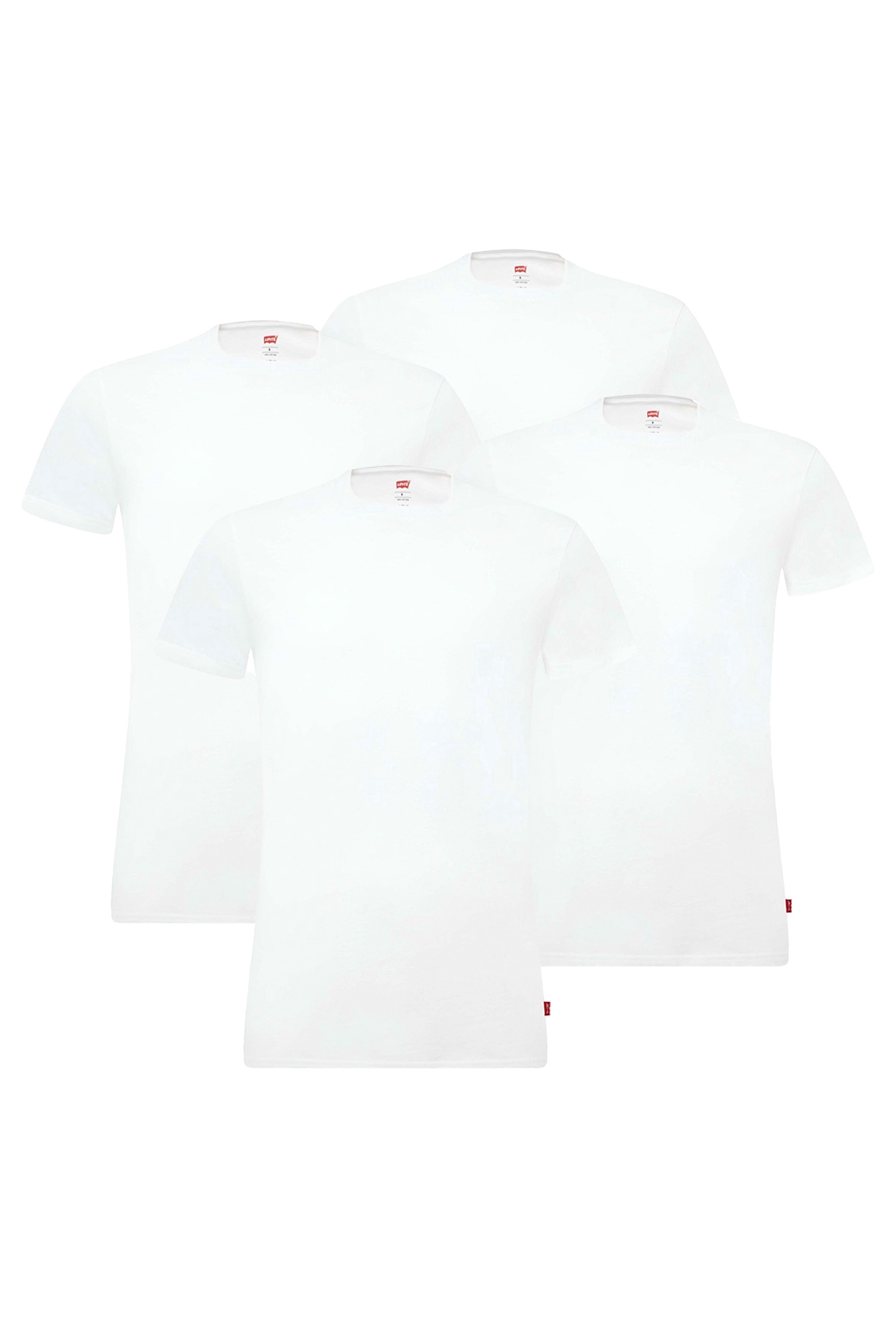 Levi's, Set de tricouri cu decolteu la baza gatului - 4 perechi, Alb, S
