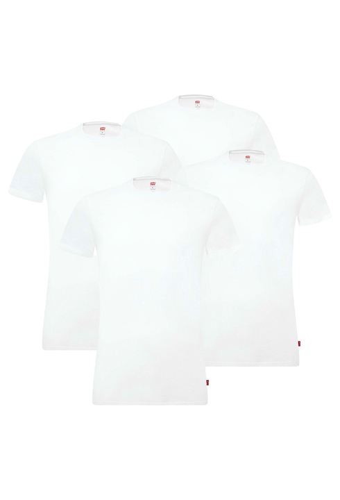 Levi's, Set de tricouri cu decolteu la baza gatului - 4 perechi, Alb