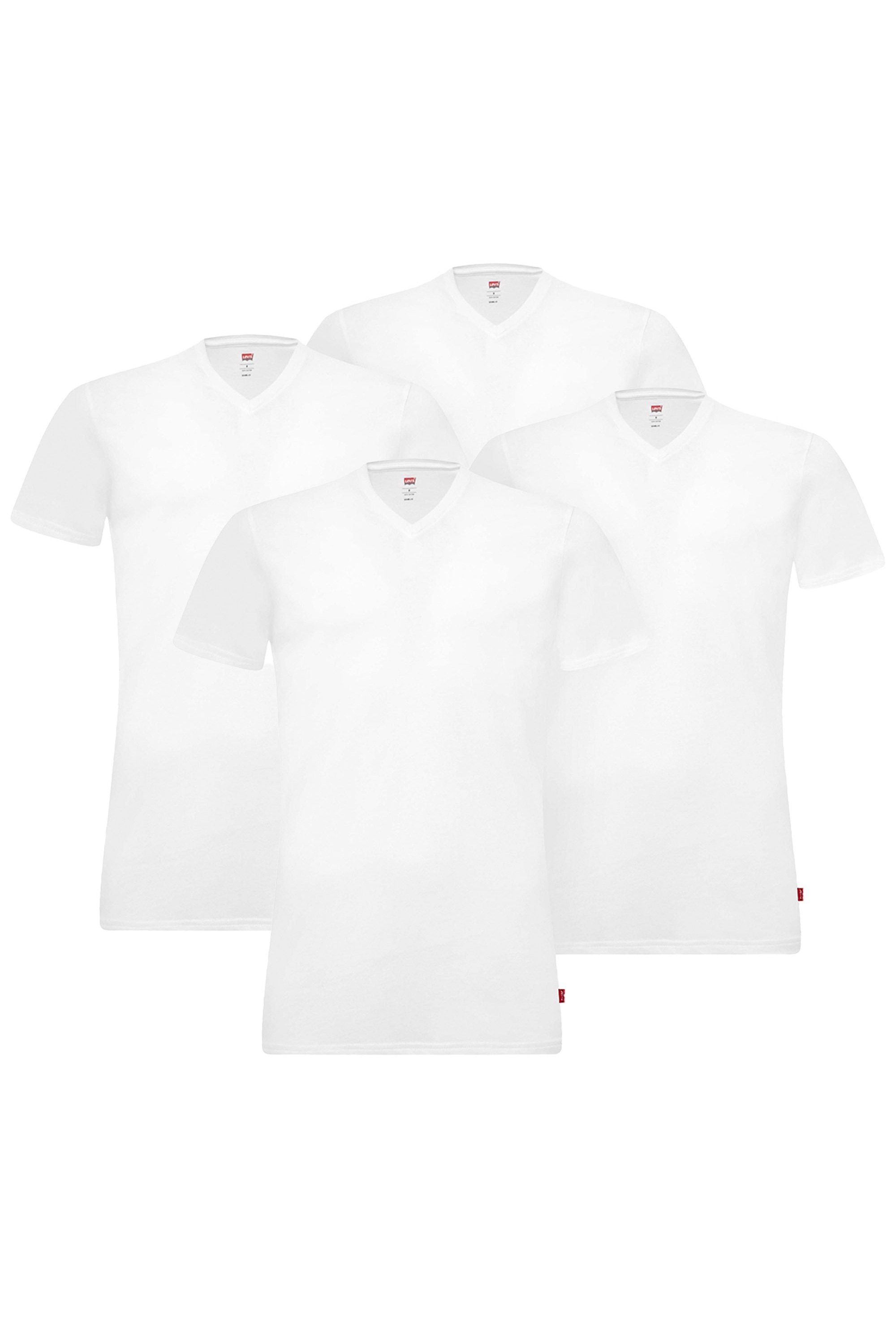 Levi's, Set de tricouri cu decolteu in V - 4 piese, Alb, M