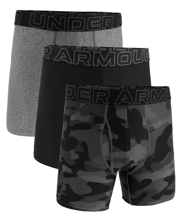 Under Armour, Set de boxeri cu banda logo in talie - 3 perechi, Negru/Gri