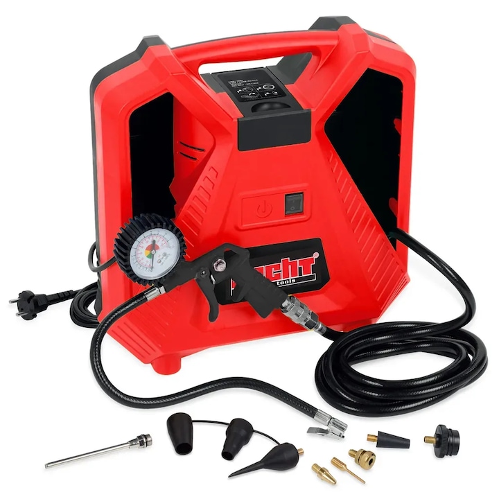 Compresor fara ulei 1100 W, 8 bar, 180 l/min, 6 kg, HECHT 2888